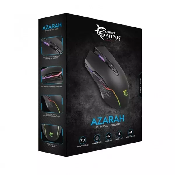 White Shark AZARAH GM-5003 6400dpi fekete gamer egér