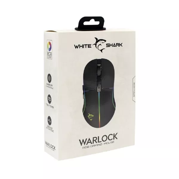 White Shark WARLOCK GM-5010 7D 6400 dpi RGB fekete gamer egér