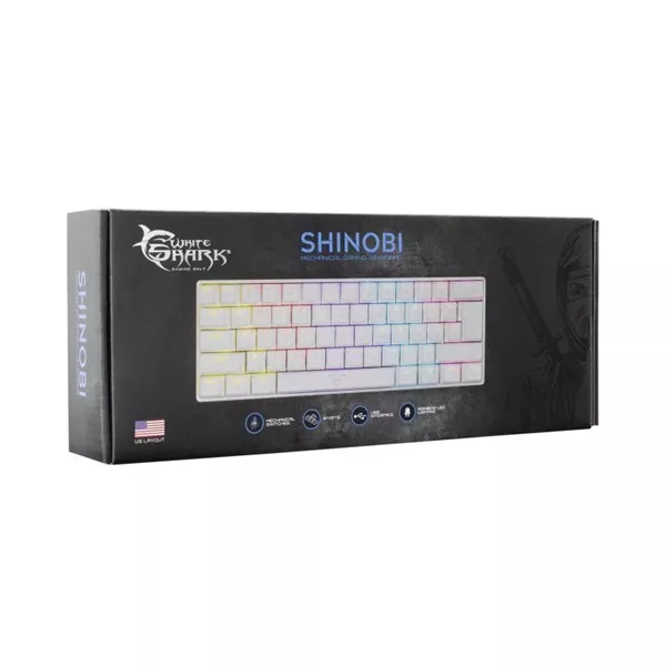 White Shark SHINOBI GK-2022W/R-HU  fehér mechanikus(red switch)gamer billentyűzet