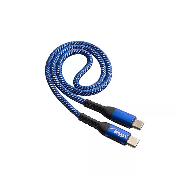 Akyga AK-USB-36 0,5m Type C - Type C kék fonott adat- és töltőkábel
