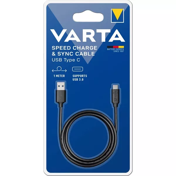 Varta 57944101401 1m USB - Type C fekete adat- és töltőkábel