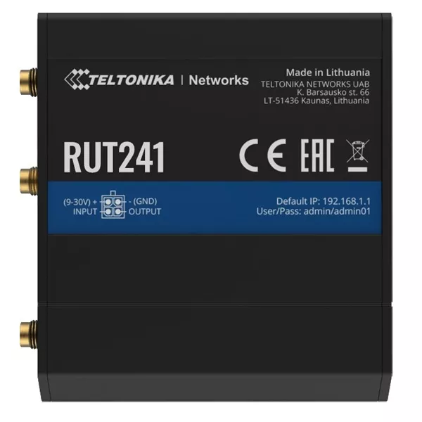 Teltonika RUT241010000 1x10/100Mbps LAN 1xminiSIM 4G/LTE CAT4 Vezeték nélküli ipari router