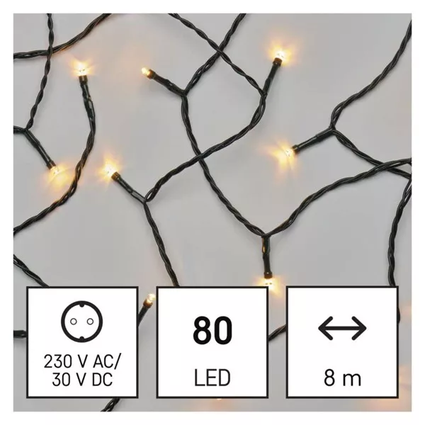 Emos D4AV02 8m/80LED/kül-beltéri/időzítős/vintage karácsonyi LED fényfüzér