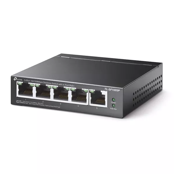 TP-Link TL-SF1005P 5x10/100Mbps LAN port 4xPoE nem menedzelhető asztali switch