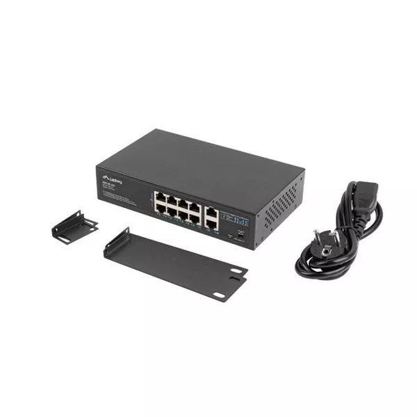 Lanberg RSFE-8P-2GE-120 8x100Mbps PoE+ LAN 2xGbE LAN nem menedzselhető PoE switch