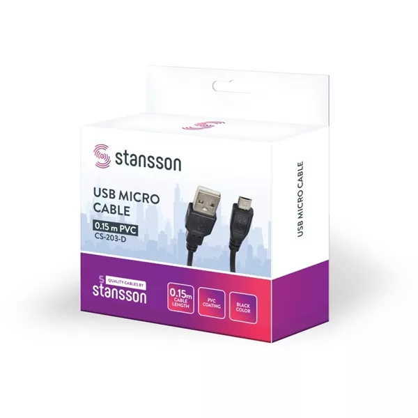 Stansson 15cm USB micro kábel