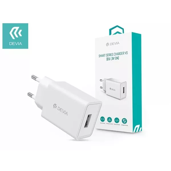 Devia ST362279 Smart Fast Charge 2A USB fehér hálózati töltő adapter