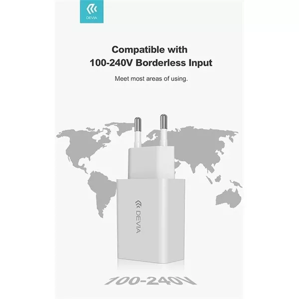 Devia ST362279 Smart Fast Charge 2A USB fehér hálózati töltő adapter