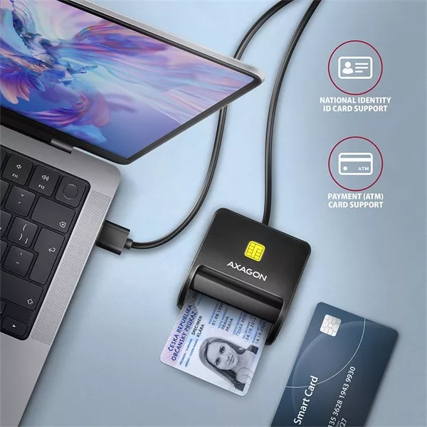 Axagon CRE-SM3SD USB Smart card & SD/microSD/SIM card FlatReader okos kártyaolvasó