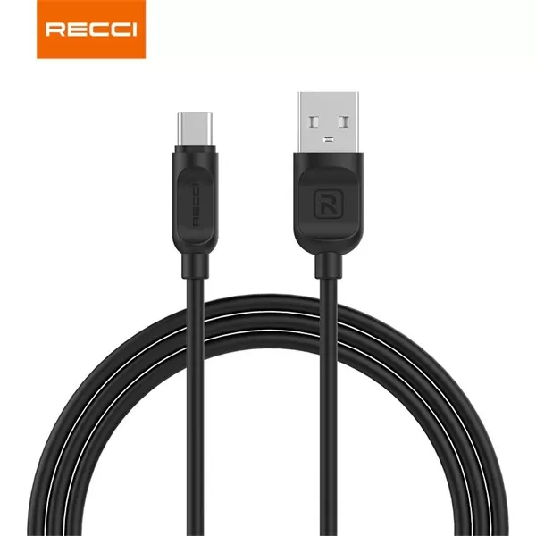 Recci RCT-P200B 2m Type C - USB fekete adat- és töltőkábel