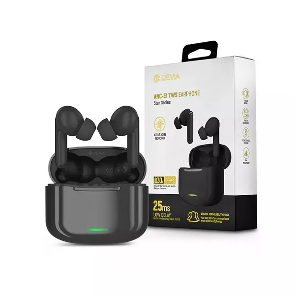 Devia ST359552 ANC-E1 Bluetooth True Wireless fekete sztereó fülhallgató