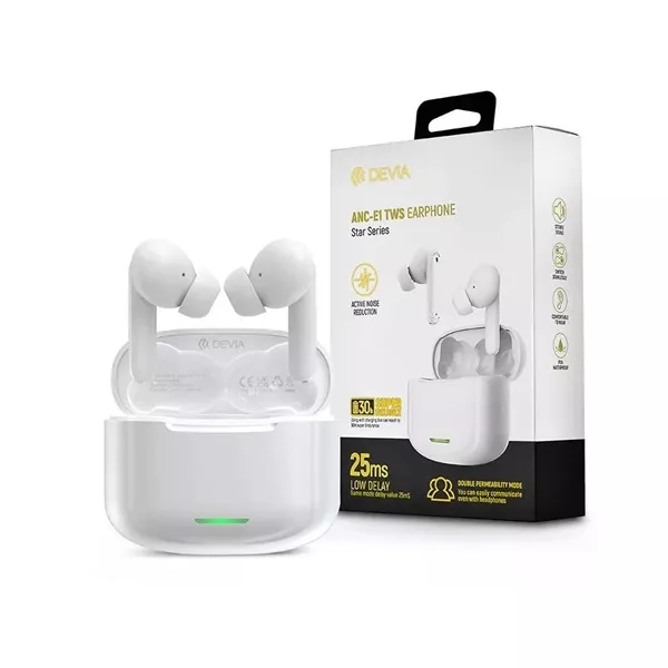 Devia ST359569 ANC-E1 Bluetooth True Wireless fehér sztereó fülhallgató style=