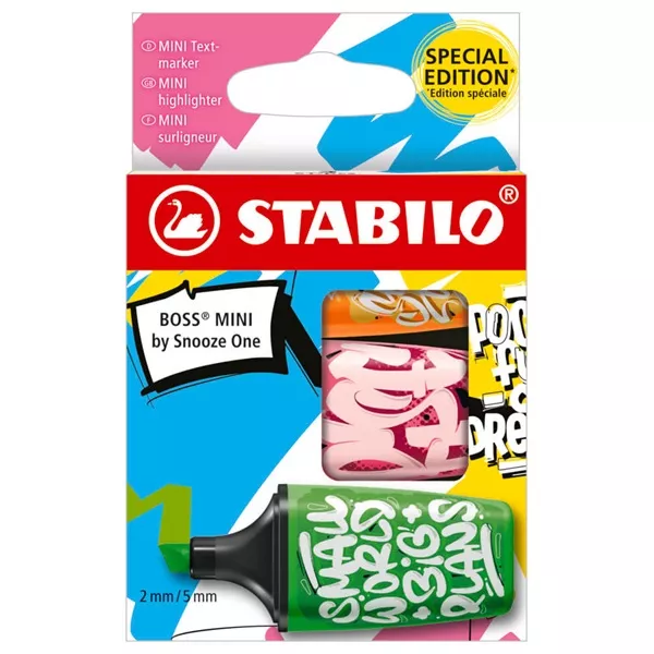 Stabilo BOSS MINI by Snooze One 3 db-os (zöld/pink/narancs) szövegkiemelő készlet