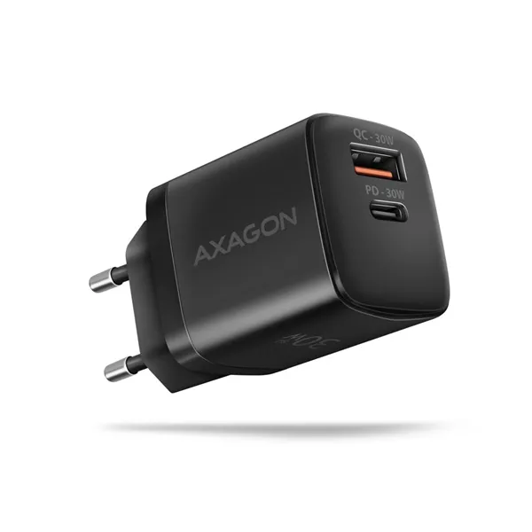 Axagon ACU-PQ30 USB-C + QC3.0 30W fekete fali töltő