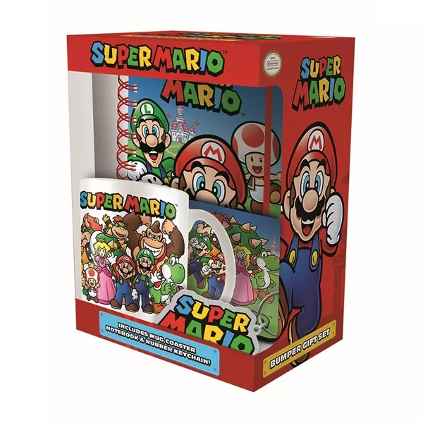 Super Mario Premium A5 füzet + kulcstartó + 320ml bögre + alátét csomag style=