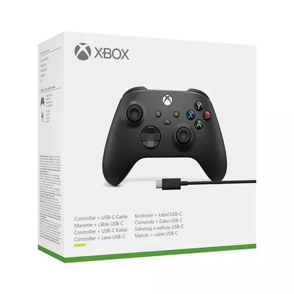 Microsoft Xbox fekete vezeték nélküli kontroller + USB-C kábel