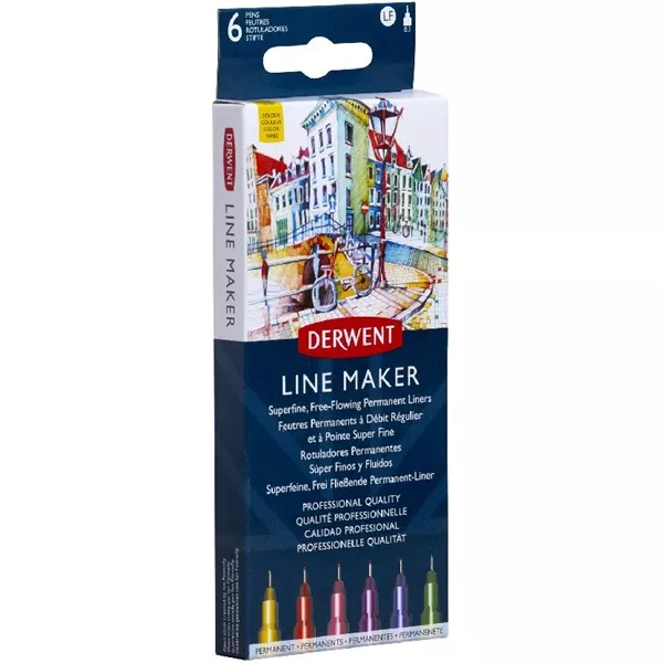 Derwent Line Marker 6 színű 0,3mm tűfilc készlet