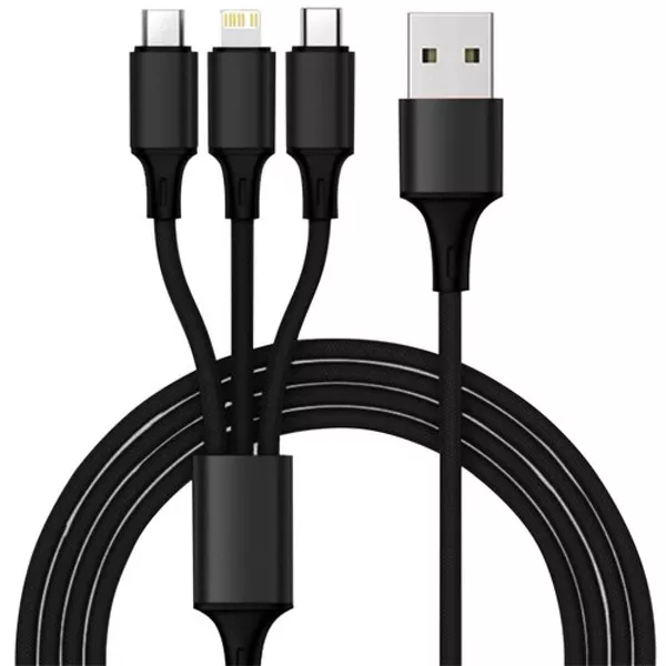 USB - USB Type-C/microUSB/Lightning 3 az 1-ben kábel