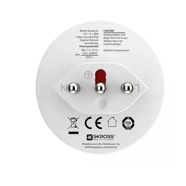 SKROSS (1.500272) Svájc/Olaszország/Brazília utazó adapter