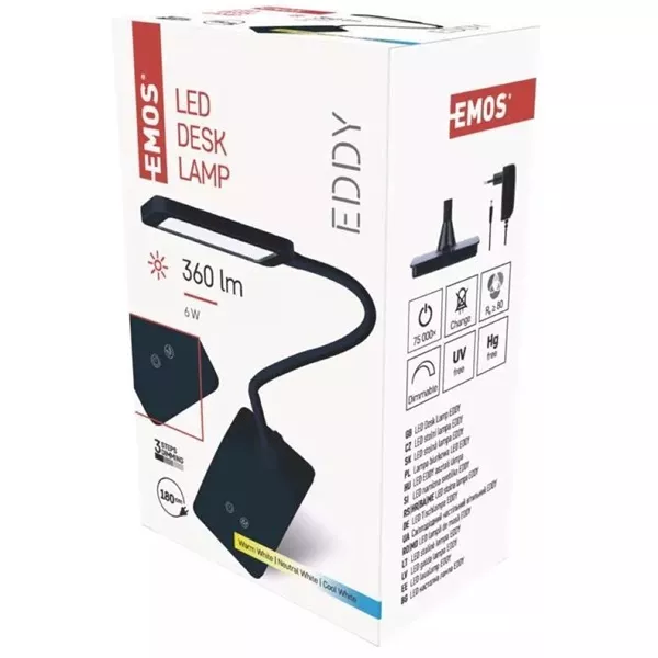 Emos Z7599B Eddy fekete asztali LED lámpa