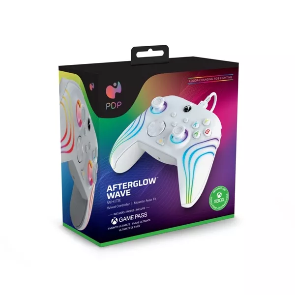 PDP Afterglow WAVE Xbox Series X|S/Xbox One/PC vezetékes fehér kontroller