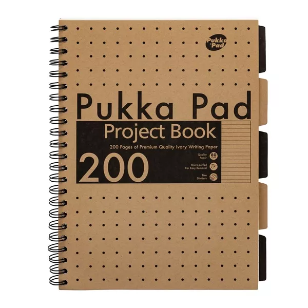 Pukka Pad Project Book Kraft A4 200 oldalas vonalas újrahasznosított spirálfüzet