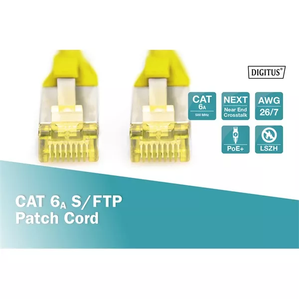 DIGITUS Cat.6A S/FTP LSZH 2m sárga patch kábel