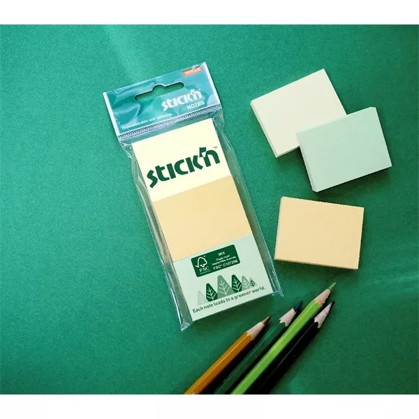 Stick`N 38x51 mm 3x100 lap (3 tömb/csomag) vegyes pasztell színek öntapadó jegyzettömb