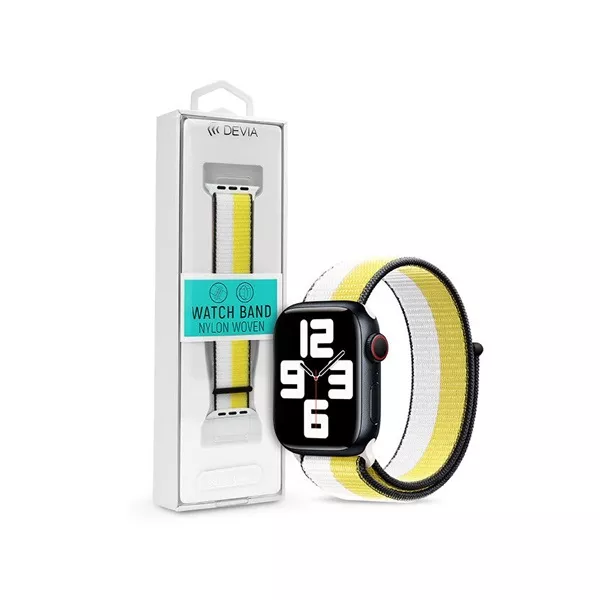 Devia ST364655 Apple Watch 38/40/41mm fehér/sárga szövet sport szíj