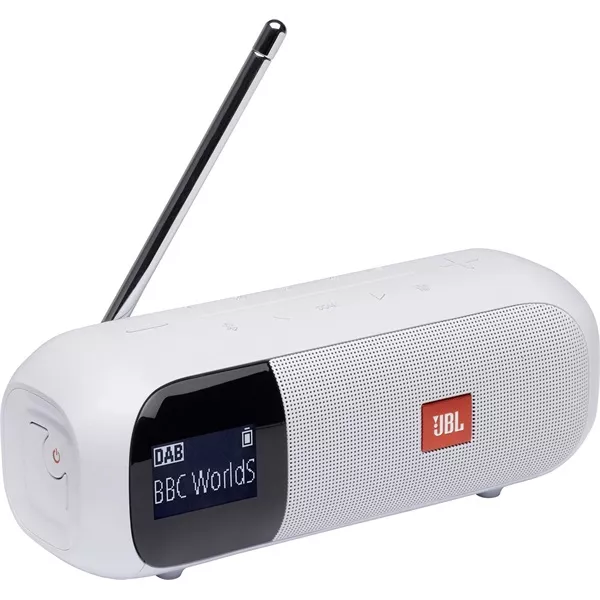 JBL Tuner2 fehér hordozható Bluetooth FM/DAB rádiós hangszóró style=