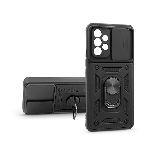 Haffner PT-6683 Galaxy A53 5G ütésálló fekete műanyag hátlap kameravédővel