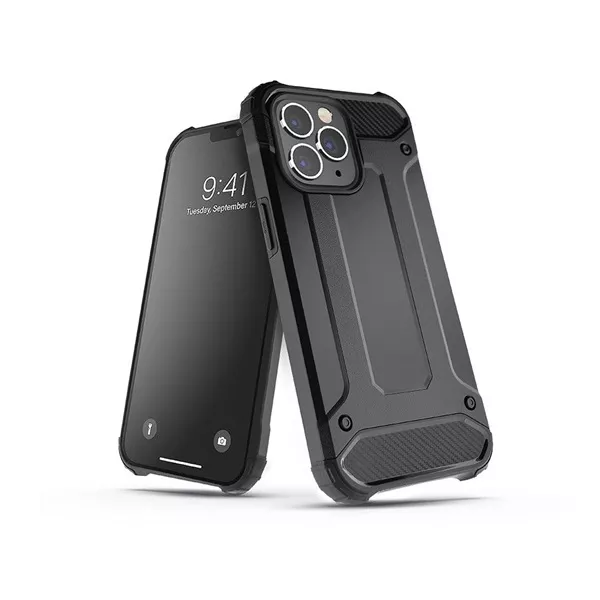 Haffner PT-6393 S908B Galaxy S22 Ultra 5G ütésálló fekete műanyag hátlap