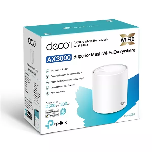 TP-Link DECO X50 AX3000 Whole Home Mesh Wi-Fi 6 802.11ax vezeték nélküli rendszer (1db-os)