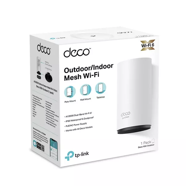 TP-Link DECO X50-Outdoor AX3000 Whole Home Mesh Wi-Fi 6 802.11ax Kültéri Vezeték nélküli rendszer (1db-os)