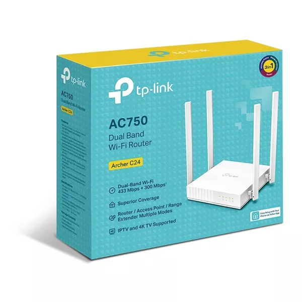 TP-Link Archer C24 AC750 802.11ac Dual-Band Vezeték nélküli Router