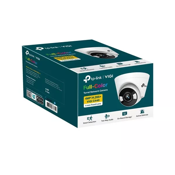 TP-Link VIGI C440 /4MP/2,8mm/beltéri/H265/IR30m/SD/Smart Detection/kétirányú hang/Full-Color IP turret kamera