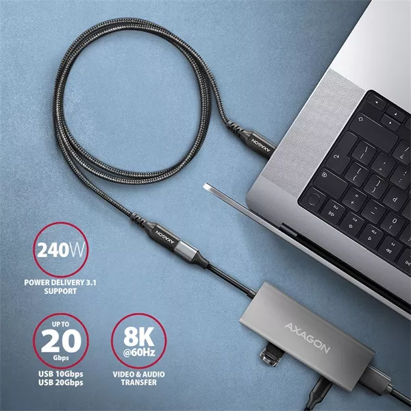 Axagon BUCM32-CF10AB 1m USB C fekete hosszabbító kábel