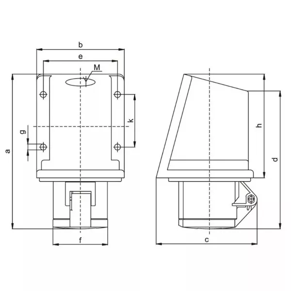 Tracon TICS-115 ráépíthető 16A/3P+N+E/400V/IP44 ipari dugalj