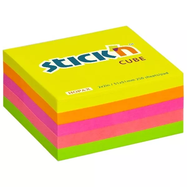 Stick`N 51x51 mm 250 lap neon mix öntapadó kockatömb