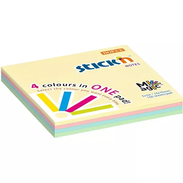 Stick`N Magic Pad 76x76 mm 100 lap pasztell mix öntapadó jegyzettömb