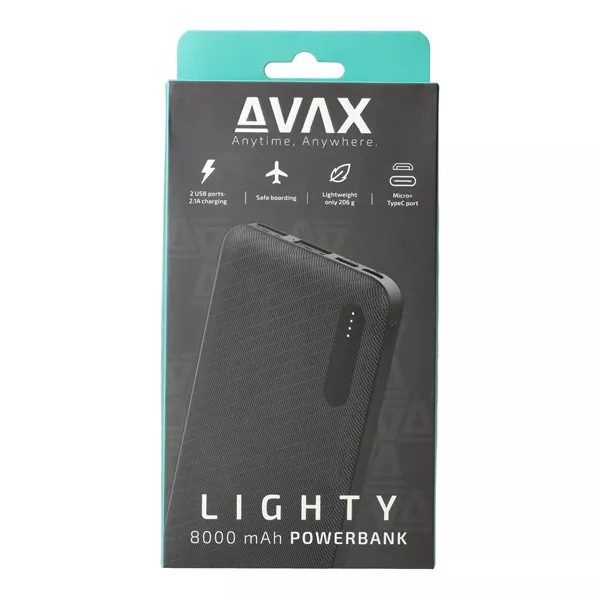 Avax PB103B LIGHTY 8000mAh fekete power bank