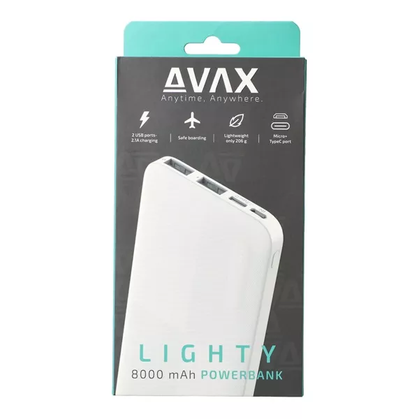 Avax PB103W LIGHTY 8000mAh fehér power bank