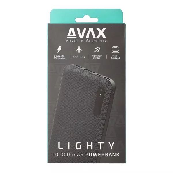 Avax PB104B LIGHTY 10000mAh fekete power bank