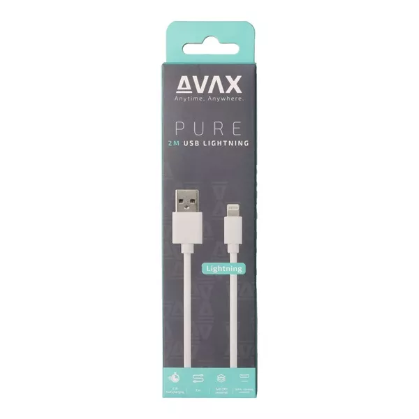 AVAX CB124W PURE 2m 2,1A USB A-Lightning fehér adat- és töltőkábel