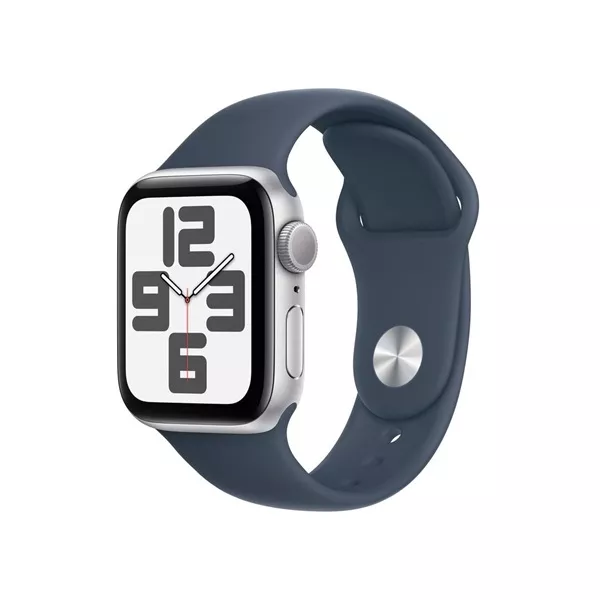 Apple Watch SE2 v2 GPS (40mm) ezüst alumínium tok , kék sport szíj (M/L) okosóra