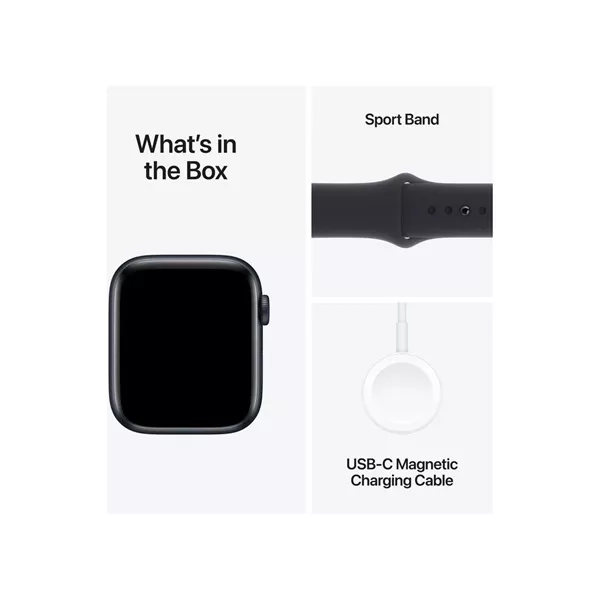 Apple Watch SE2 v2 GPS (44mm) éjfekete alumínium tok , éjfekete sport szíj (M/L) okosóra