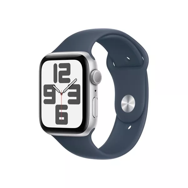 Apple Watch SE3 GPS (44mm) ezüst alumínium tok , kék sport szíj (M/L) okosóra