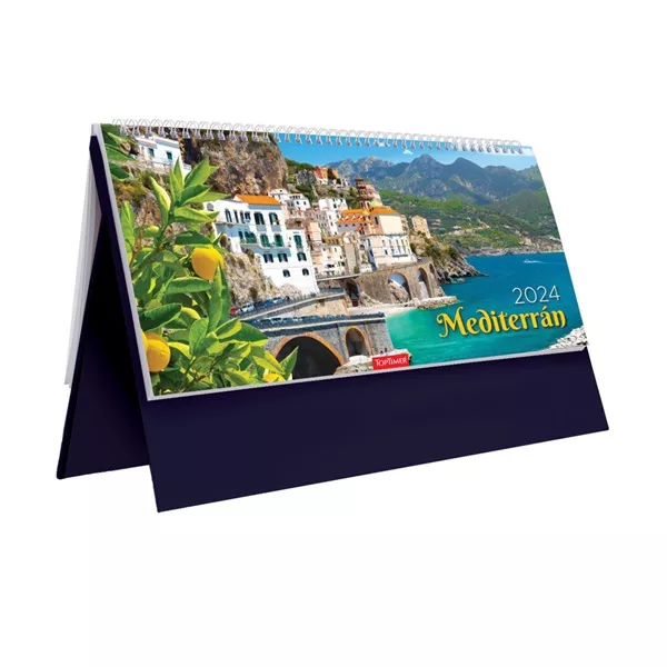 Kalendart 2024-es T054 Mediterrán álló kék asztali naptár