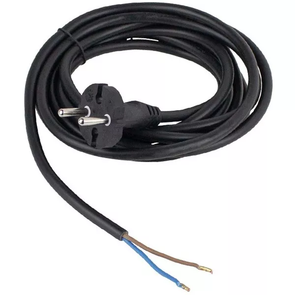 Anco 321658 H05RR-F 16A 250V 2x1.5 mm2 3m fekete szerelhető gumi flexo kábel dugvillával