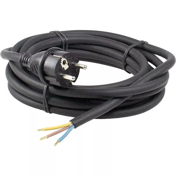 Anco 321661 H05RR-F 16A 250V 3x1.5 mm2 3m fekete szerelhető gumi flexo kábel dugvillával